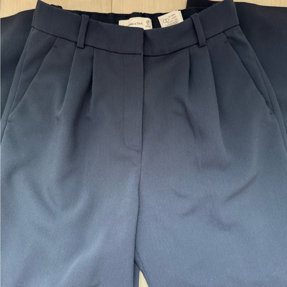 Abercrombie Sloan Navy Pleated Trousers